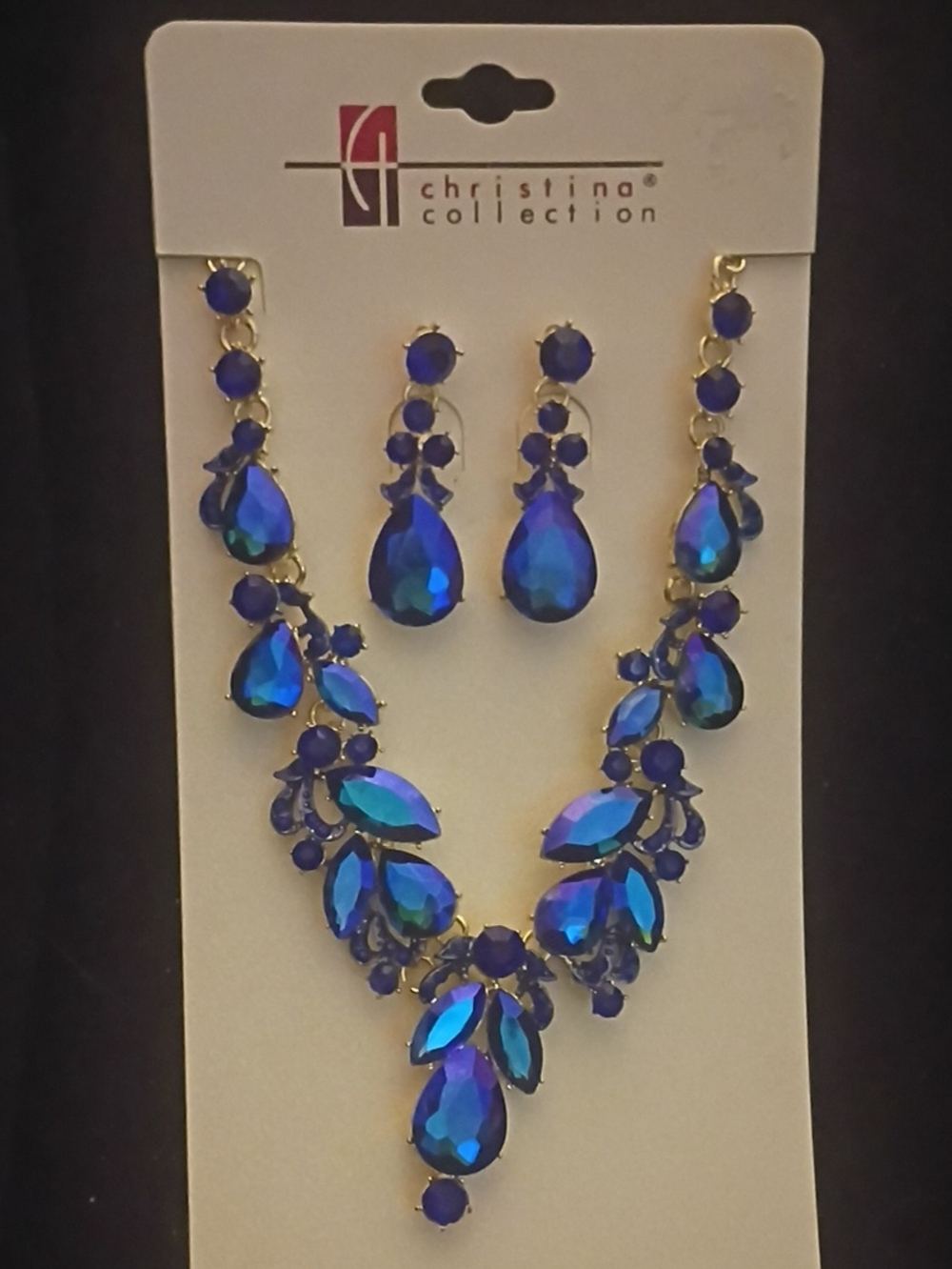 Royal Blue Teardrop Necklace and Earring Set